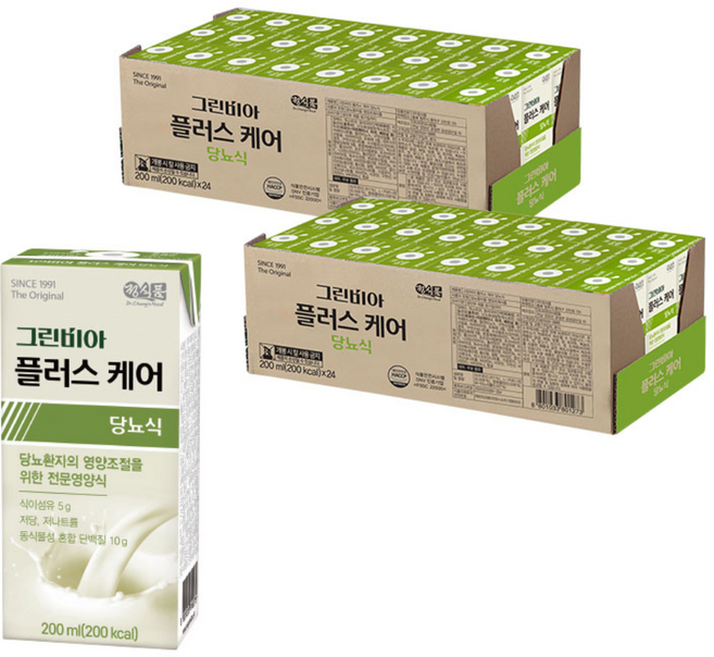 정식품 그린비아 플러스케어 당뇨식, 200ml, 48개