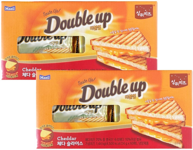 무료배송!! 매일유업 상하치즈 더블업 체다 슬라이스 1.44kg x 2박스 (24g * 120매) / 코스트코 매일유업 상하 치즈 / 샌드위치 치즈