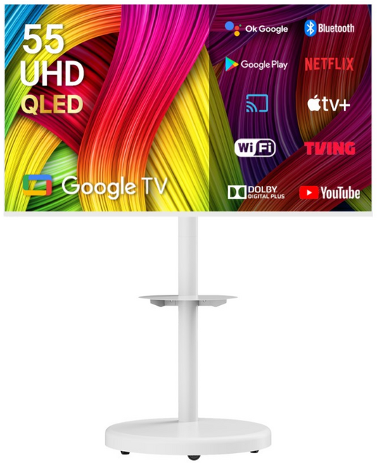 무빙큐빅스 스마트 55인치 4K UHD QLED 삼탠바이미 화이트에디션 SET 이동식 tv 거치대 삼텐바이미 스탠바이미 중소바이미, GTNB551UHD, 고객직접설치, 스탠드형, 139cm(55인치)