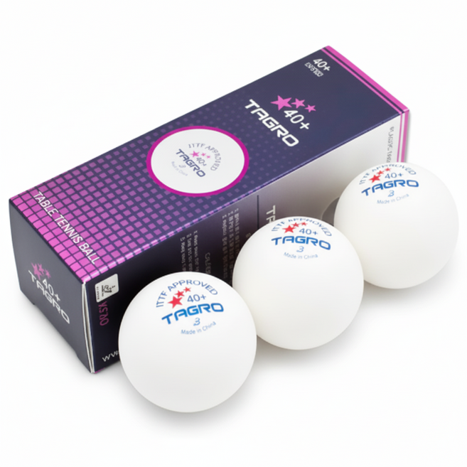 타그로 시합구 ABS 40+ 경기용 탁구공 (3개입), 흰색, 3개입, 1개