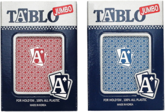 타블로 점보카드 2개(빨강1+파랑1) 홀덤카드 TABLO 점보 양면발포원단 엠보싱 트럼프 포커 텍사스, 1개