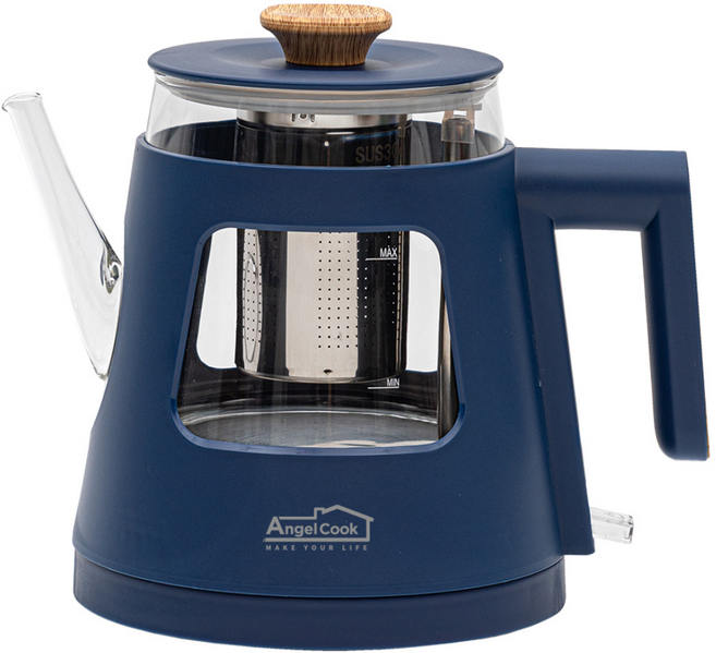 엔젤쿡 미니멀 유리 포트 1L 내열 전기주전자 전기포트 티포트, ACPOT-1100NV(네이비)