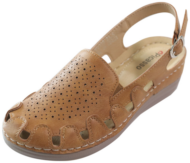 좋으니 [피카소] 편안한 키높이 물결 원펀칭 수제샌들 P2018