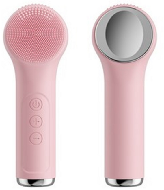 [C타입] 리빙가을 온열마사지 미세모브러쉬 실리콘 진동클렌저, 핑크, SSD10