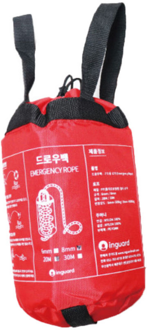DH 국산 구명로프 드로우백 인명구조로프 투척용 구조 pp로프 해상안전 수상레저 90400