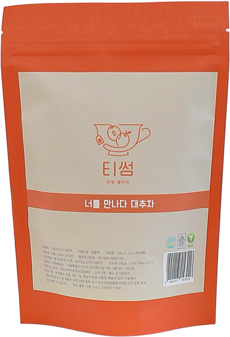 티썸 너를만나다 대추티 국내산 대추차 생분해 티백, 1개, 30개입, 33g