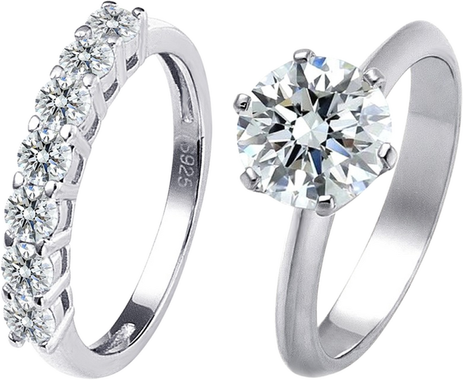 [남주정품/GRA인증/엑설런트컷팅] 모이사나이트 다이아 1캐럿 반지 레이어드 세트 MORI0005 & MORI0007