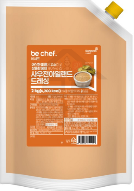 동원 홈푸드 비셰프 사우전아일랜드드레싱 2kg 샐러드 샌드위치, 1개