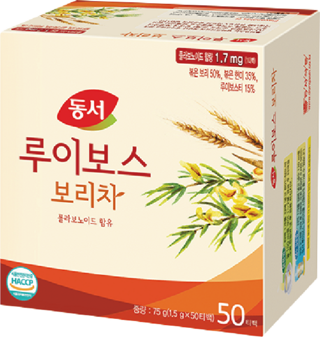 동서 루이보스 보리차 75g (1.5gX50T)X18개입 BOX 식품 > 커피/차 티/전통차 녹차, 1.5g, 50개입, 18개