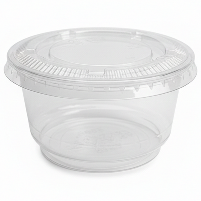 키친코디 컵과일용기 7oz 평뚜껑 92파이 일회용 투명 샐러드 떡포장 용기, 1세트, 100개