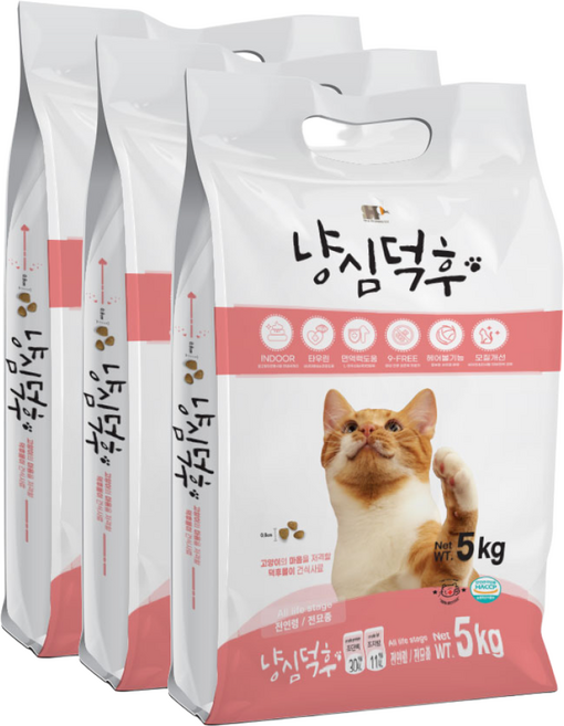 냥심덕후 고단백 고양이 대용량 사료, 5kg, 3개, 닭