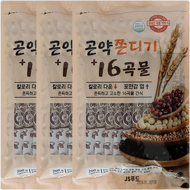 16곡물 곤약쫀드기 20g 30개, 3개, 200g