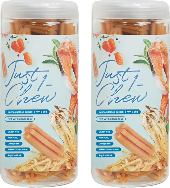 한입뚝딱 강아지 덴탈츄 껌, 혼합맛(연어/황태), 330g, 2개