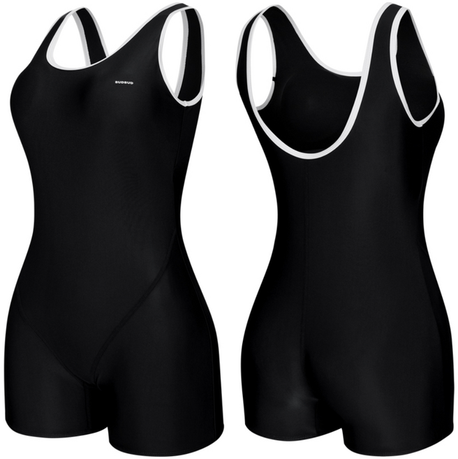 버드버드 여성 2부 배색 실내 민소매 원피스 수영복 3종 세트