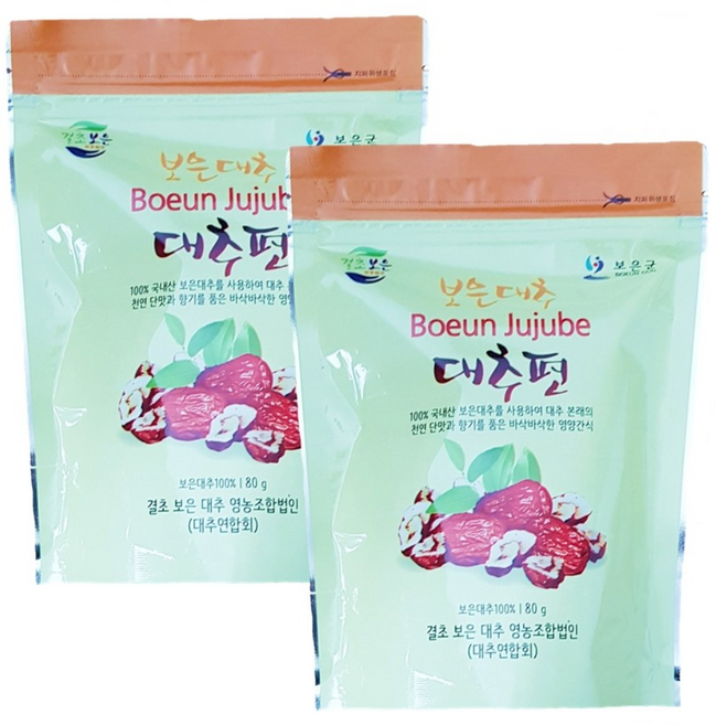 보은두레농장 대추칩 바삭하고 자연간식, 2개, 80g