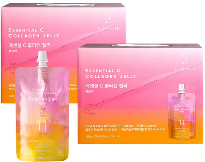 에브리데이즈 에센셜 C 콜라겐 곤약 젤리 복숭아, 2박스, 150g - 쿠팡