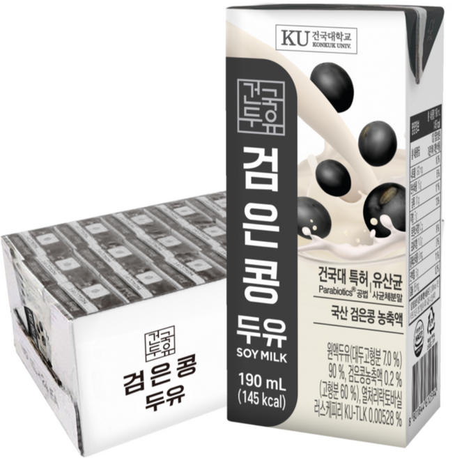 건국대학교 두유 검은콩, 190ml, 72개