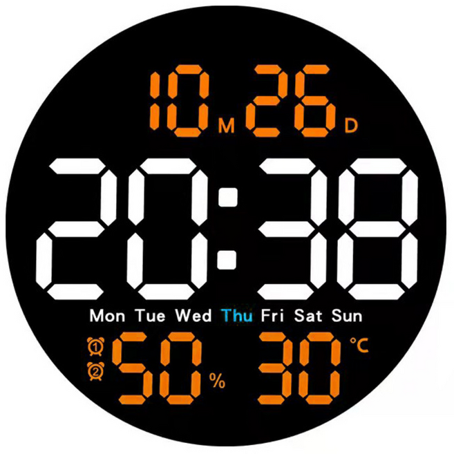 스마트 라운드 무소음 LED 대형 벽시계 리모컨포함, 라운드 노멀 블랙