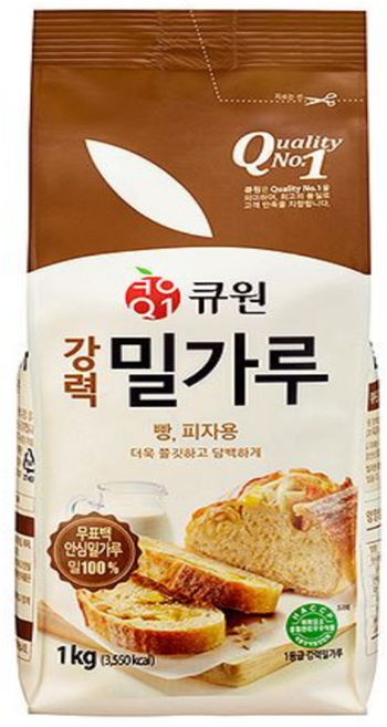 [업소용] 큐원 강력 밀가루 1kg 150개입(15박스), 150개