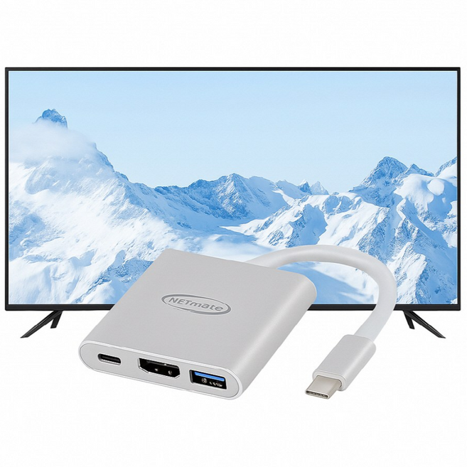 USB C타입 to HDMI 컨버터 변환젠더 PD100W 충전 노트북 덱스케이블 듀얼 모니터 확장 미러링 TV연결, 1개