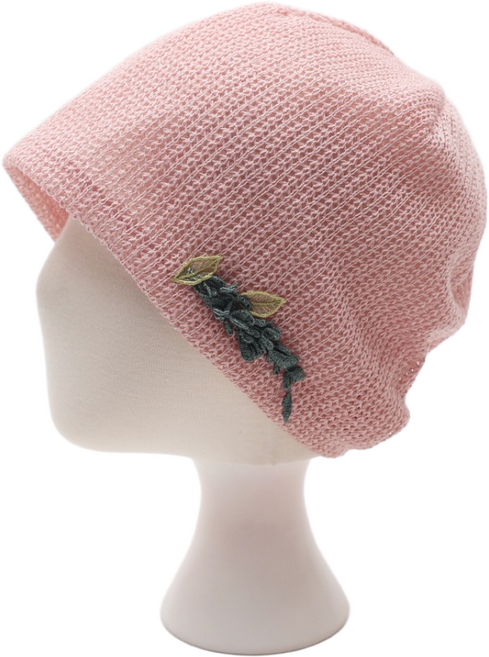 에스랑제이 여성 니트 비니 잎사귀 포인트 항암모자 패션 비니모자