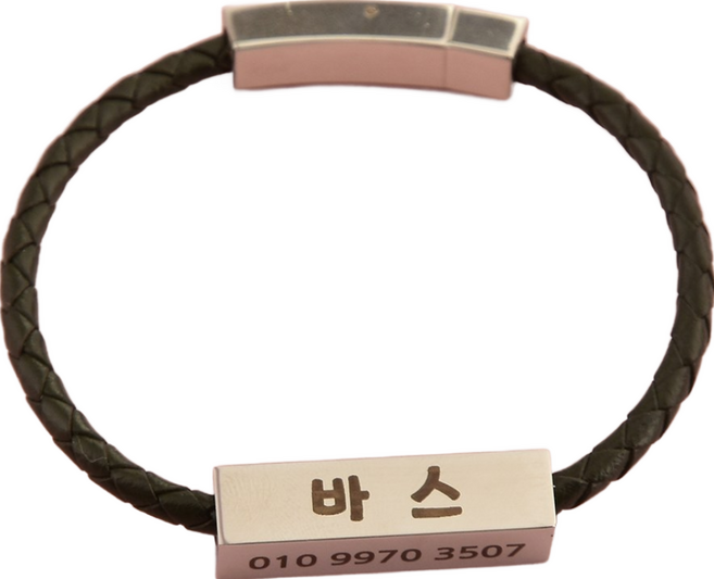 사각써지컬네임텍 가죽줄 강아지목걸이 고양이목걸이 4면각인 이름표 소형 중형, 블랙, 1개