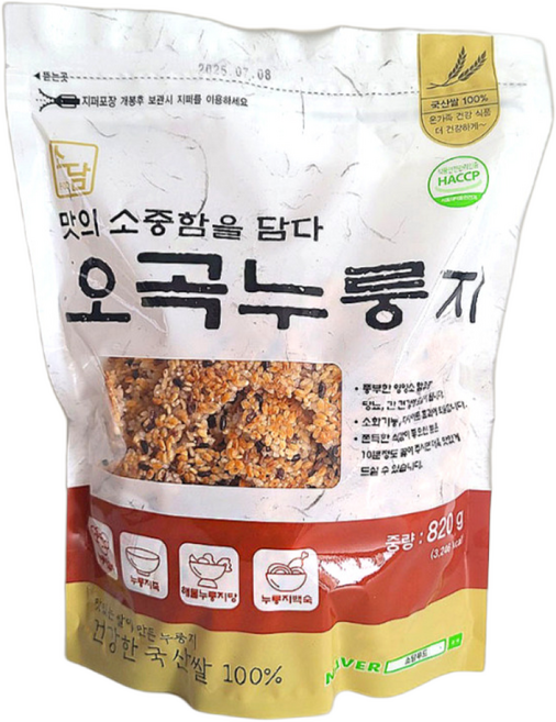 소담푸드 국내산쌀100%로 만든 오곡누룽지, 820g, 3개