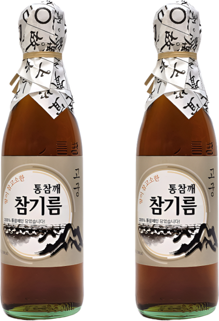 고궁 전통압착 고소한 통참깨 100% 방앗간 참기름, 2개, 350ml