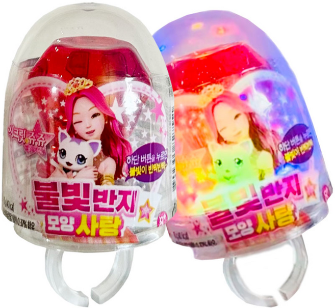 시크릿쥬쥬 불빛반지사탕 랜덤 발송, 10g, 6개