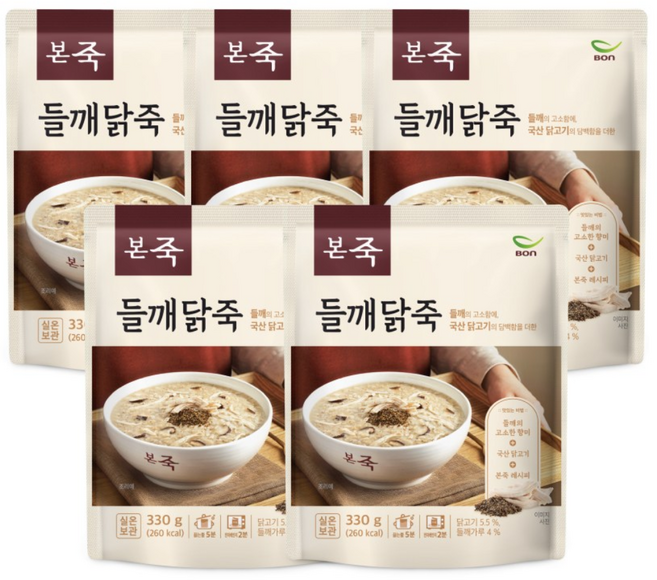 [본죽]들깨닭죽 330g 5팩, 5개