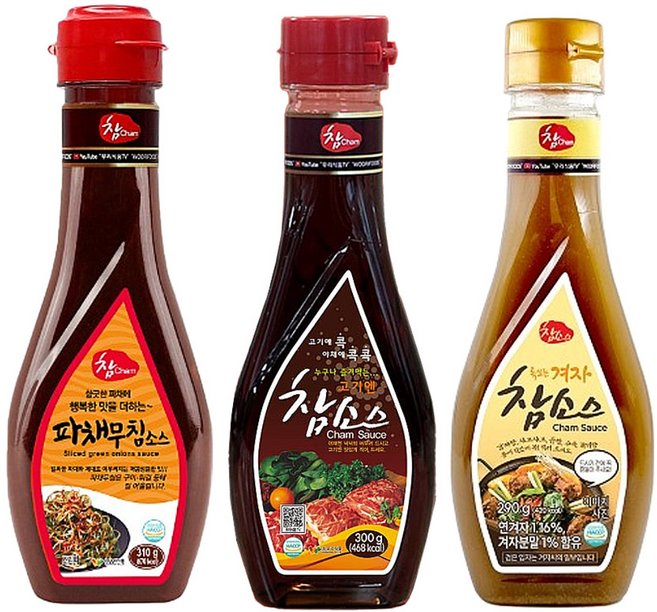 [참참참3종] 우리식품 고기엔참소스(300g)1개+파채무침소스(310g)1개 +겨자 참소스(290g) 1개, 900g, 1세트, 참소스/참파채무침소스/겨자참소스