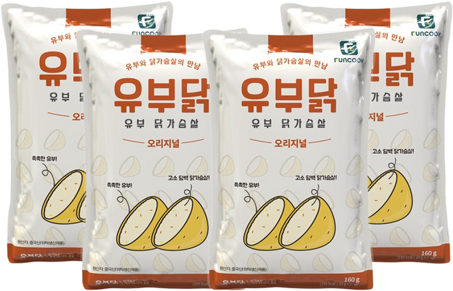 펀쿡 유부닭 유부 닭가슴살 160g, 4개