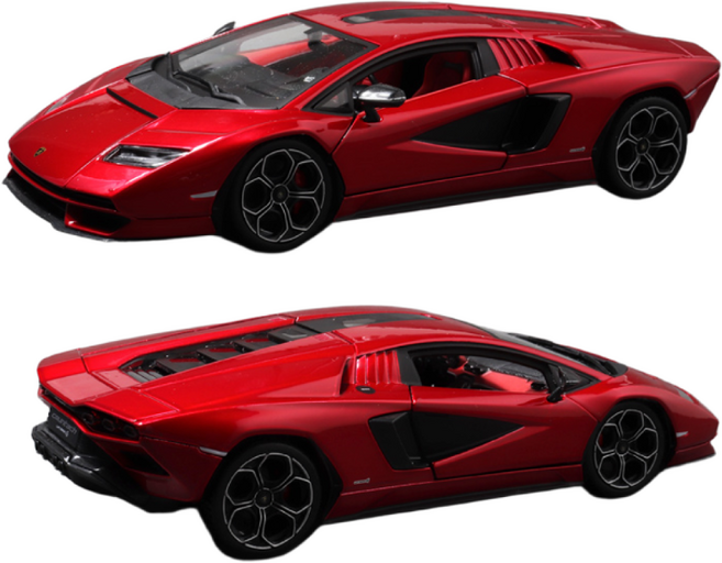 브라고 1:24 람보르기니 카운타크 LPI800-4 레드 자동차다이캐스트 모형 장난감, 1개