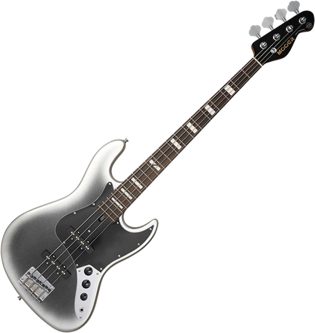 무어MOOER 베이스기타 MBJ412 (다크실버) 포플러 우드바디 BASS 기타 투톤 컬러 / 우수한 사운드 밸런스, 1개, 다크 실버