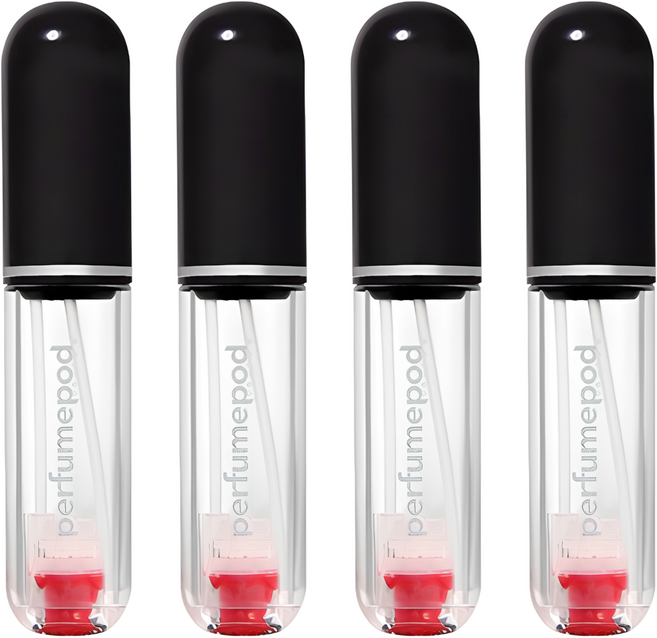 트라발로 퍼퓸팟 퓨어 펌핑식 충전 휴대용 향수공병 5ml, 블랙, 4개