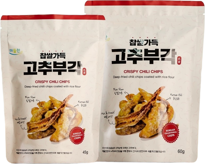 해들찬 찹쌀가득 고추부각 60g, 5개