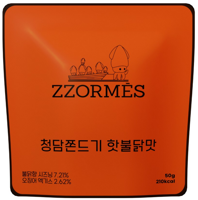 청담동 명품 오징어 쫀드기 쪼르메스 핫불닭맛, 3개, 50g