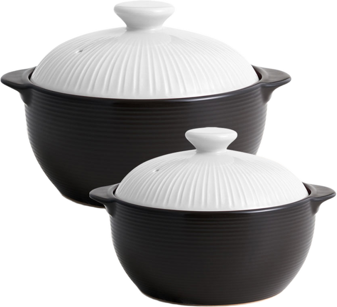 [한국도자기리빙] 리한 라인팟 무균열 뚝배기 2종세트 18+16cm 화이트, 1개