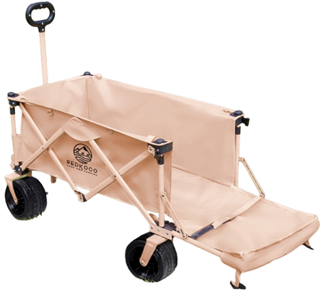 레드코코 캠핑웨건 카트 수레 뒷문오픈 광폭타이어 롱바디, 베이지, 1개