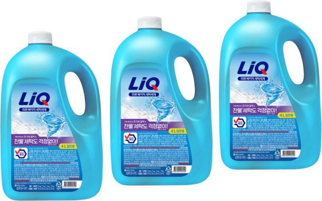 리큐 베이직 일반용 액상세제 본품, 4L, 3개
