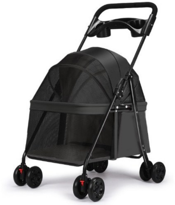 리틀보이 저상 강아지 유모차 퀵폴딩, 1개, 블랙