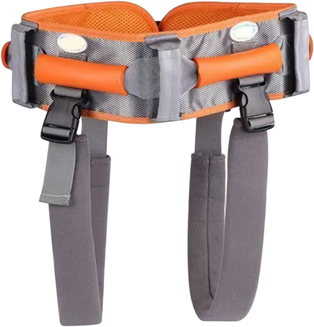 재활 마비 환자 이동용 벨트 노인용 보조 기구 간호 도움 걷기 보조 일어설 때 지원 벨트 다중 핸들 디자인, 1개, 주황색