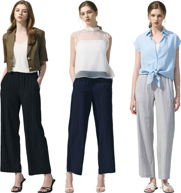 엘씨크 크링클 찰랑 인견 밴딩 팬츠 3종(그레이 네이비 블랙)