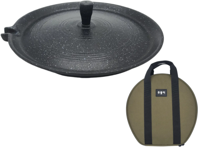 DAMDA 주물이 국내산 무쇠 솥뚜껑+전용가방 세트 구이판 캠핑 삼겹살 바베큐, 35cm, 1세트