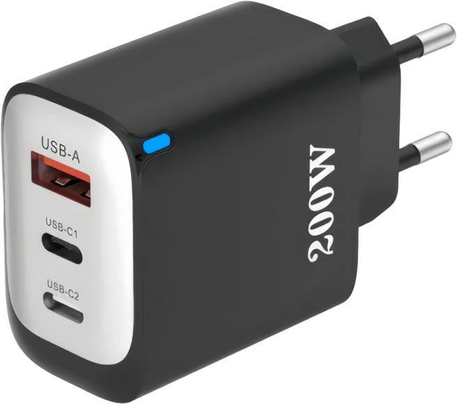 200W 초고속멀티충전기3포트 USB+2PD type-c, 1개, 블랙