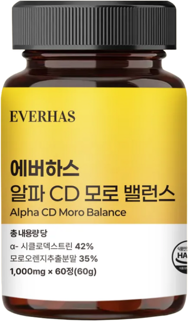 에버하스 알파CD 모로 밸런스 식약청인증 HACCP, 1개, 60정