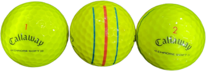 [피스골프마켓] 캘러웨이 크롬 소프트 트리플트랙 4피스 S~A급 로스트볼 최상급 퀄리티 20개!, 20개, 옐로우, 1개입