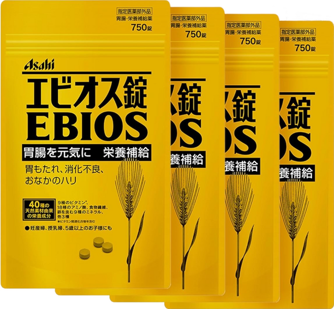 [Amazon 브랜드] EB&A 에비오스정 3000정 [지정의약부외품] 위장·영양보급약 750정×4봉, 1개