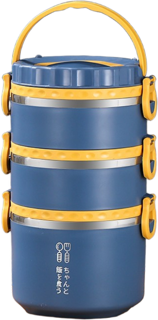 MEMEU 304 스테인리스 3단 보온 도시락 YDS-116, 1개, 블루