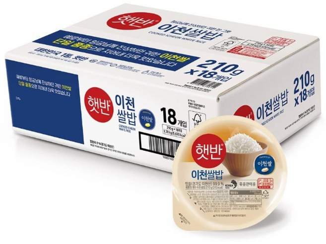 CJ제일제당 햇반 이천쌀밥, 210g, 18개